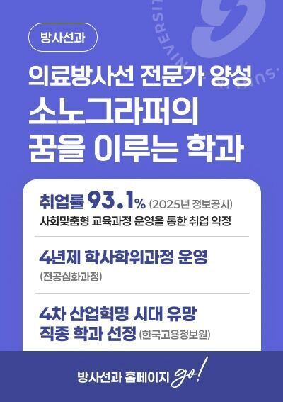 [방사선]의료방사선 전문가 양성 소노그라퍼의 꿈을 이루는 학과, 방사선 홈페이지 go